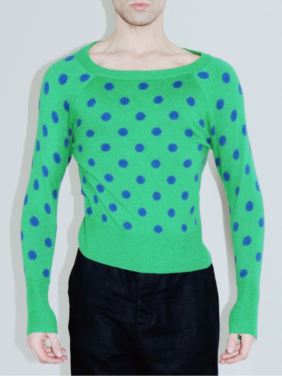 Sweaters - Green Polka Dot Women's Sweater
